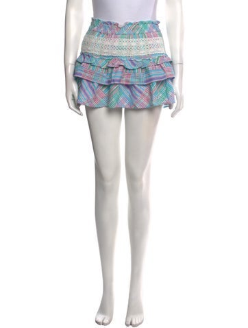 LoveShackFancy Skirts Plaid Print Mini Skirt Petite
