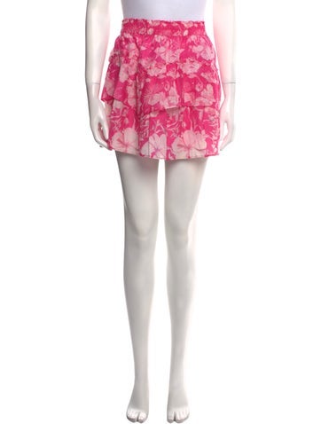 LoveShackFancy Skirts Floral Print Mini Skirt L