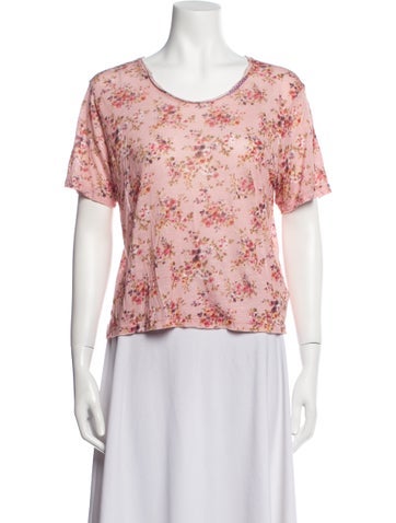 LoveShackFancy Tops Floral Print Scoop Neck T-Shirt XS