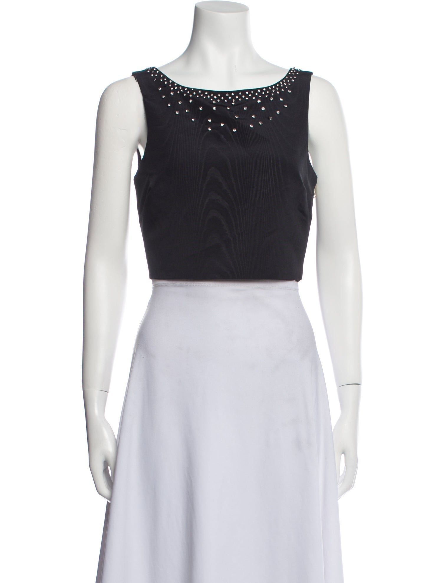 LoveShackFancy Bateau Neckline Sleeveless Crop Top