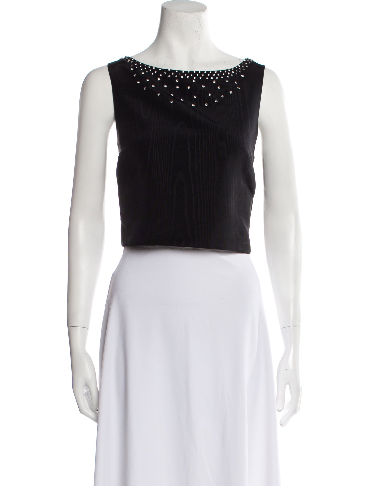 LoveShackFancy Bateau Neckline Sleeveless Crop Top