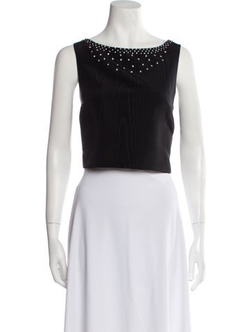 LoveShackFancy Tops Bateau Neckline Sleeveless Crop Top L