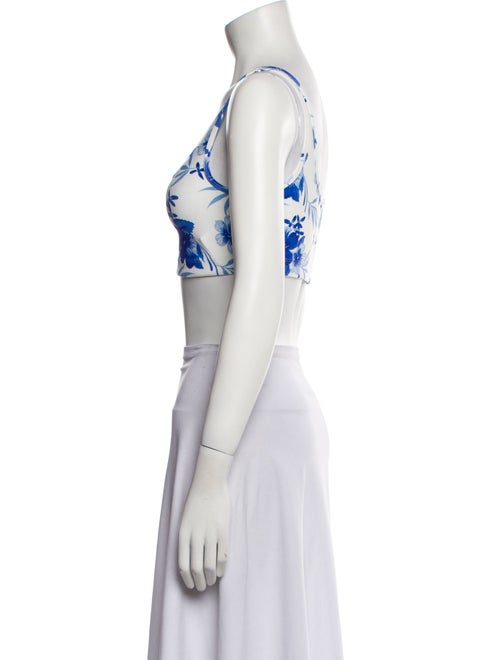 LoveShackFancy Floral Print Square Neckline Crop Top