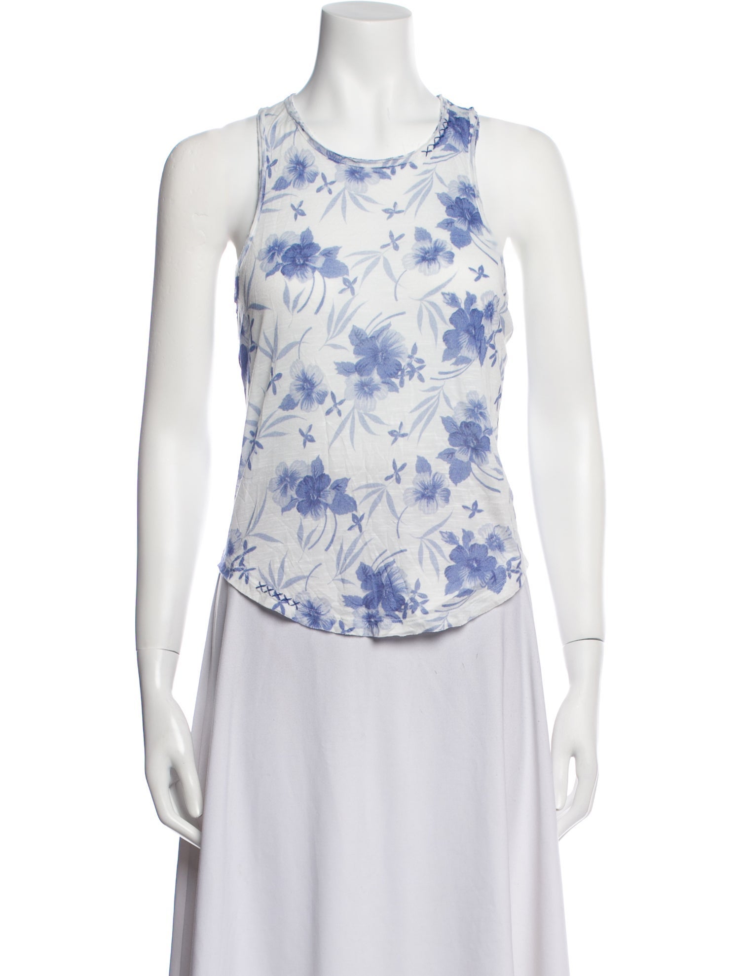 LoveShackFancy Floral Print Scoop Neck Top