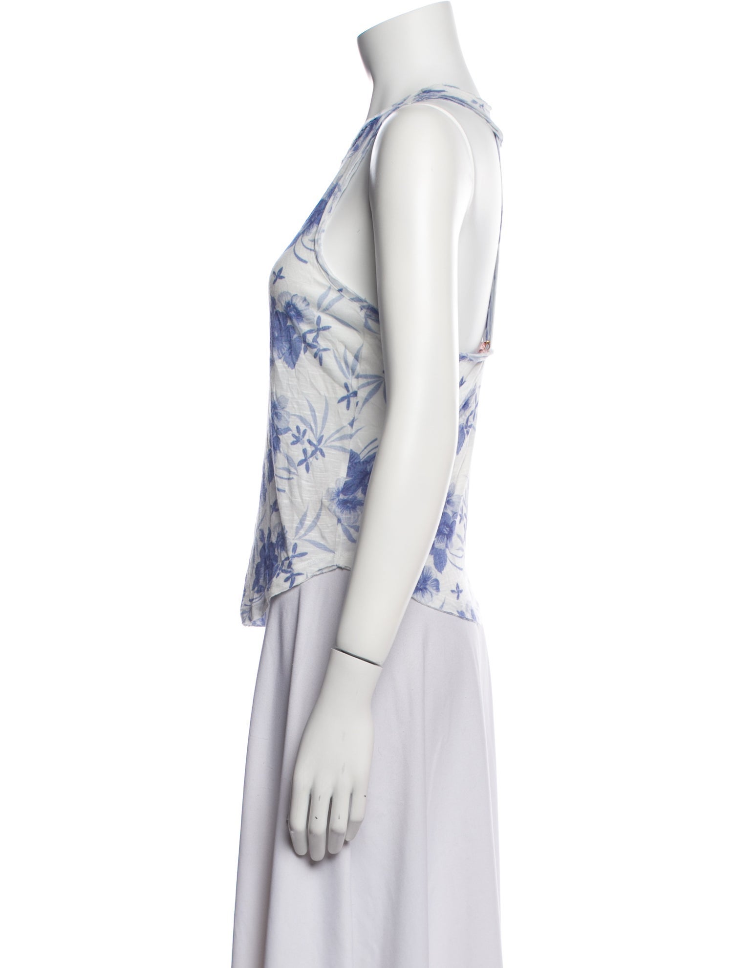 LoveShackFancy Floral Print Scoop Neck Top
