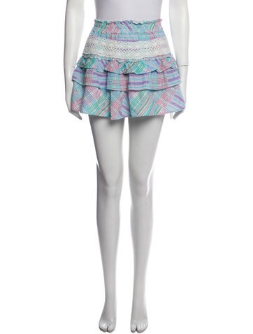 LoveShackFancy Skirts Plaid Print Mini Skirt XL