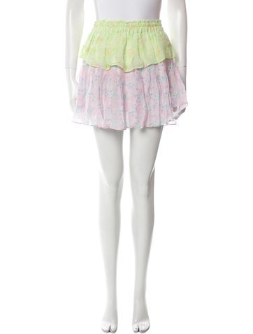 LoveShackFancy Skirts Floral Print Mini Skirt XS