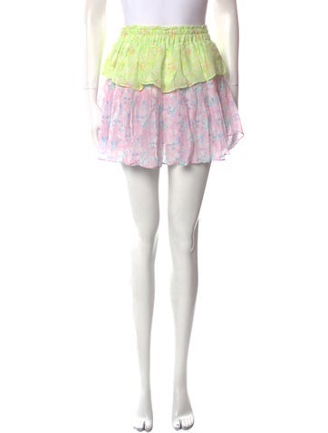LoveShackFancy Skirts Floral Print Mini Skirt XS