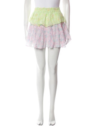 LoveShackFancy Skirts Floral Print Mini Skirt XS
