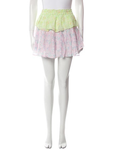 LoveShackFancy Skirts Floral Print Mini Skirt XS