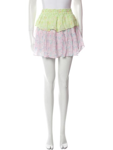 LoveShackFancy Skirts Floral Print Mini Skirt XS