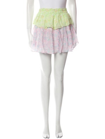 LoveShackFancy Skirts Floral Print Mini Skirt XS