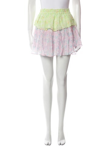 LoveShackFancy Skirts Floral Print Mini Skirt XS