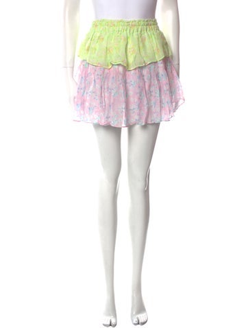 LoveShackFancy Skirts Floral Print Mini Skirt XS