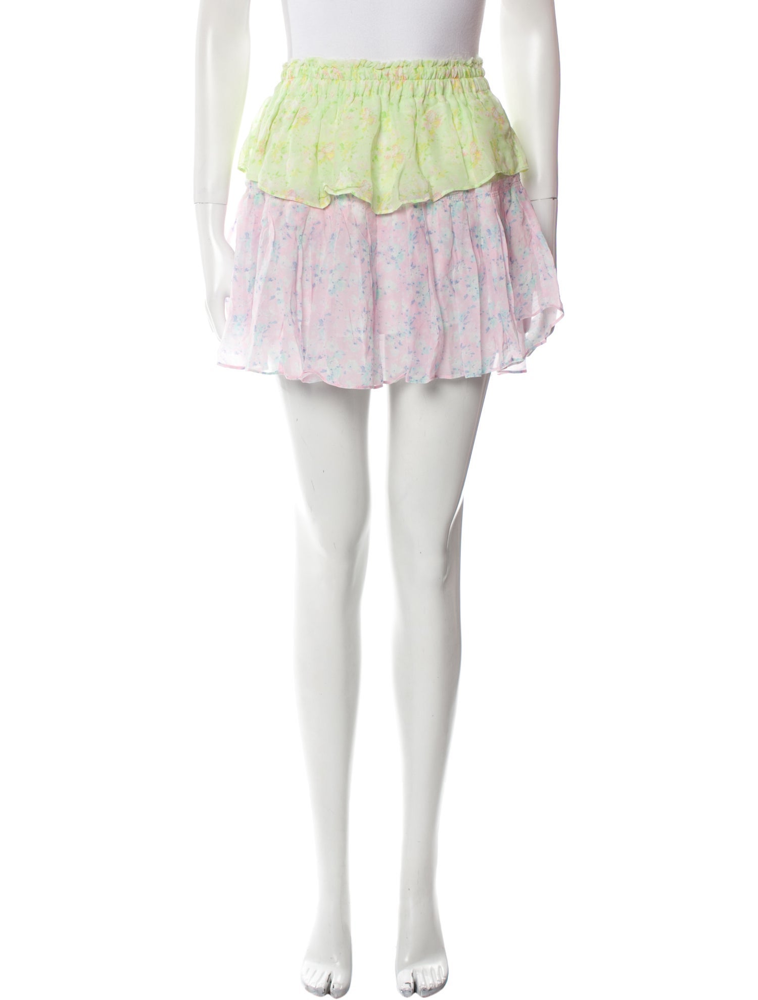 LoveShackFancy Floral Print Mini Skirt