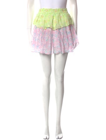 LoveShackFancy Skirts Floral Print Mini Skirt XS