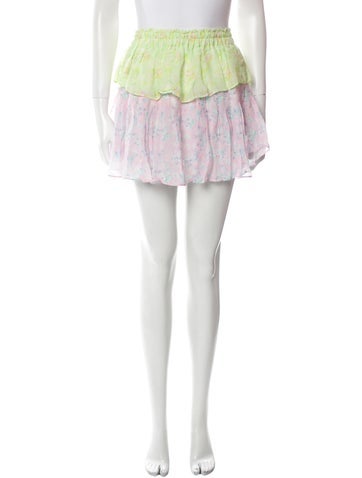 LoveShackFancy Skirts Floral Print Mini Skirt XS