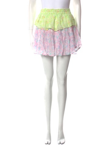 LoveShackFancy Skirts Floral Print Mini Skirt XS