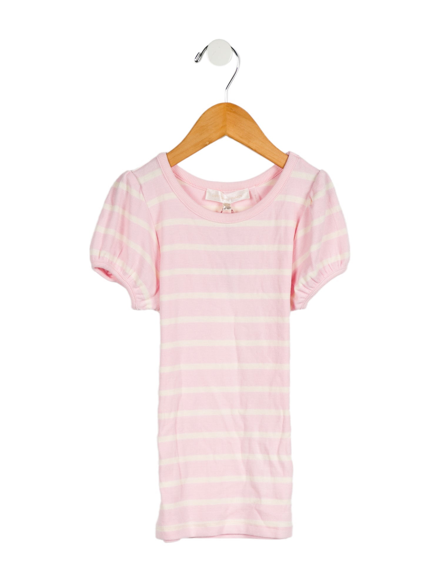 LoveShackFancy Girls' Striped Short Sleeve Top w/ Tags