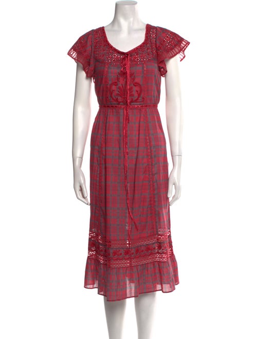 LoveShackFancy Plaid Print Midi Length Dress