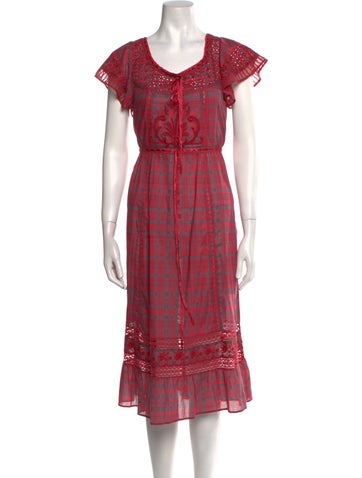 LoveShackFancy Dresses Plaid Print Midi Length Dress Petite