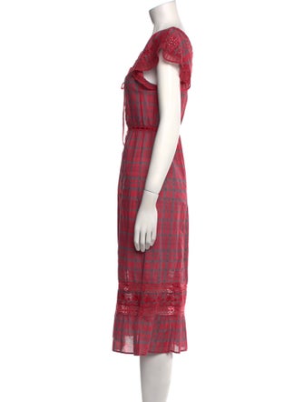 LoveShackFancy Plaid Print Midi Length Dress