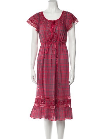 LoveShackFancy Dresses Plaid Print Midi Length Dress Petite
