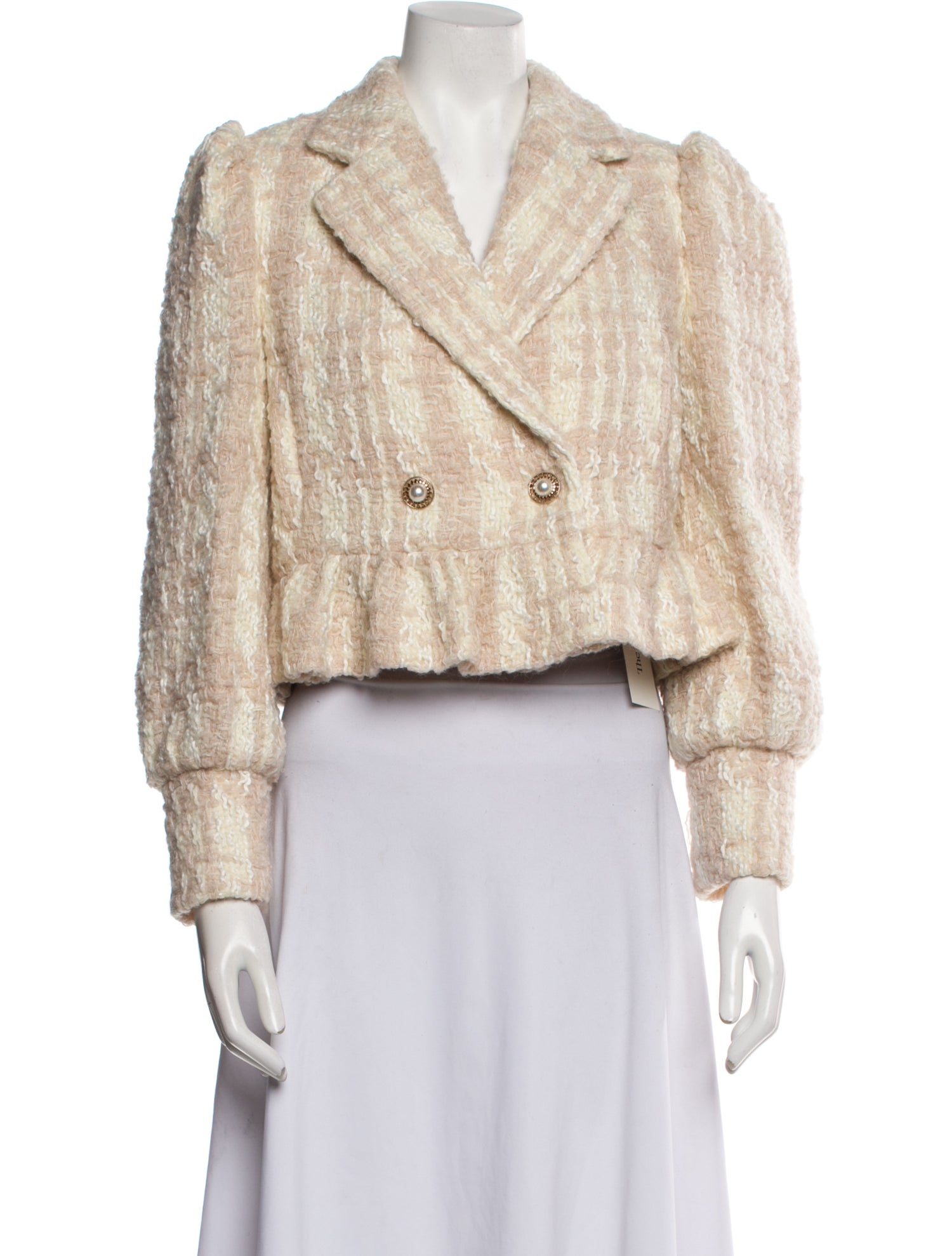 LoveShackFancy Wool Plaid Print Faux Fur Jacket