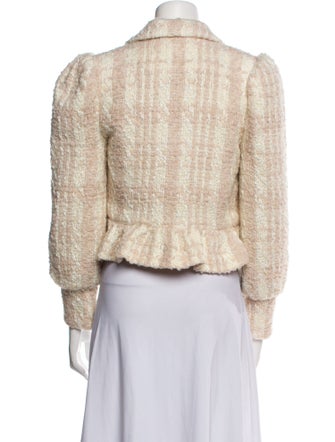 LoveShackFancy Wool Plaid Print Faux Fur Jacket