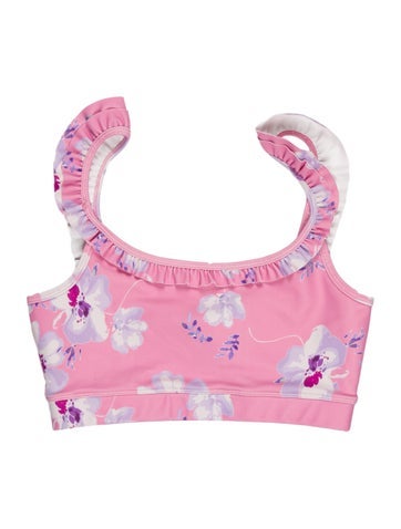 LoveShackFancy Swimwear Floral Print Ruffle Embellishment Top XS