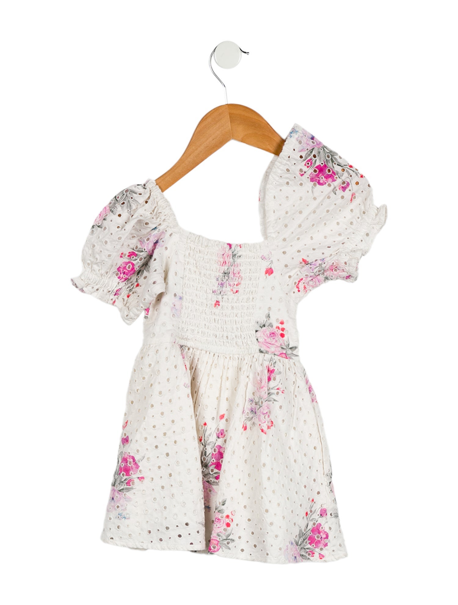 LoveShackFancy Girls' Floral Short Sleeve Dress w/ Tags