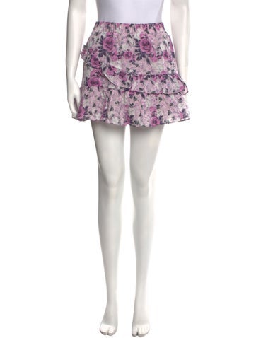 LoveShackFancy Skirts Floral Print Mini Skirt XS