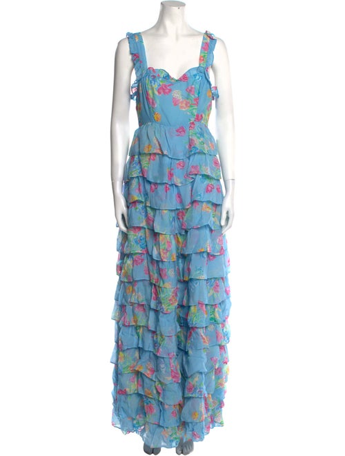 LoveShackFancy Floral Print Long Dress