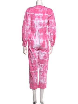 LoveShackFancy Tie-Dye Print Crew Neck Jumpsuit