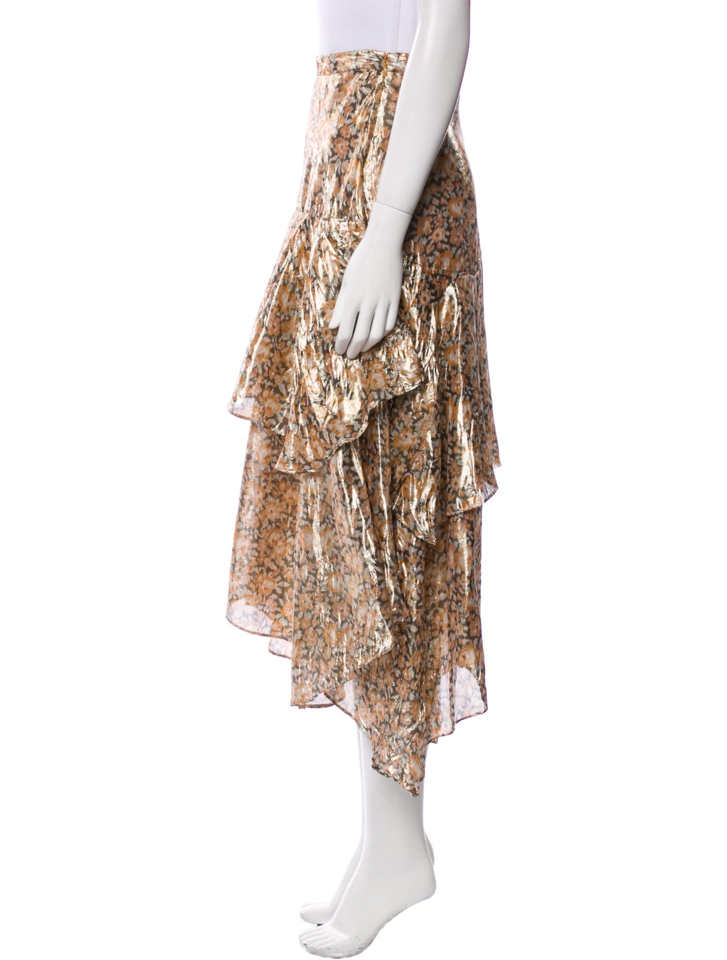 LoveShackFancy Silk Midi Length Skirt