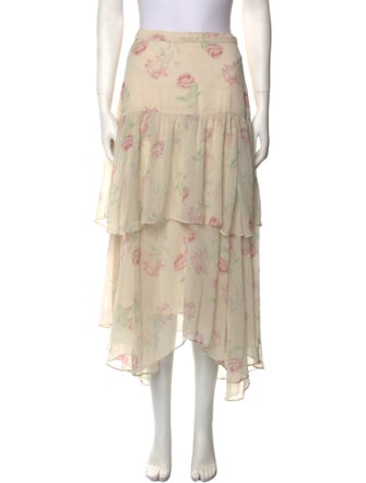 LoveShackFancy Floral Print Midi Length Skirt