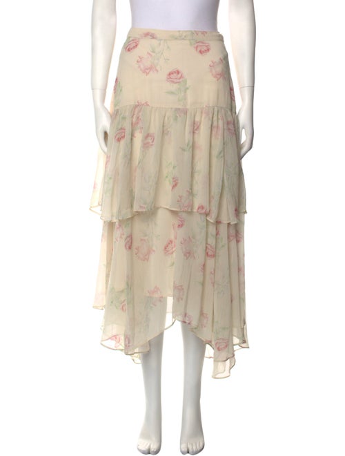 LoveShackFancy Floral Print Midi Length Skirt