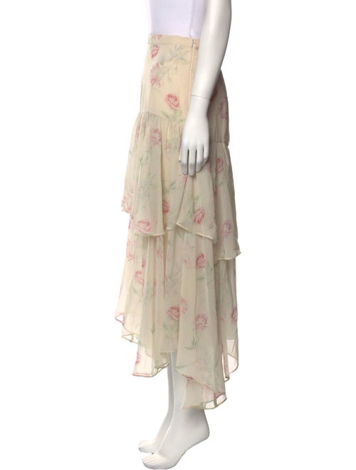 LoveShackFancy Floral Print Midi Length Skirt