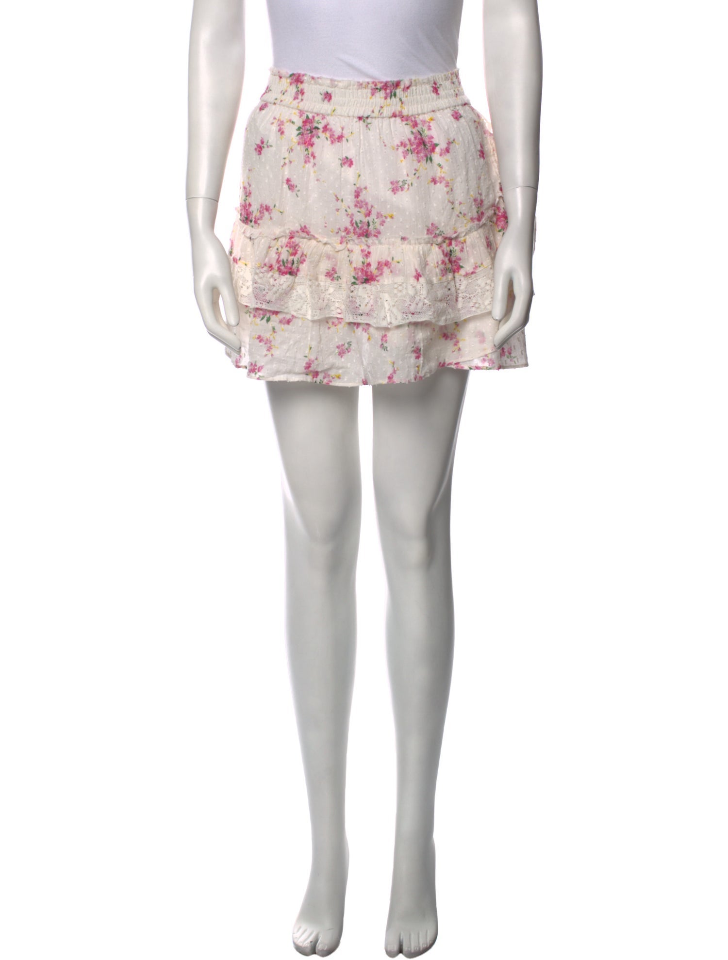 LoveShackFancy Floral Print Mini Skirt