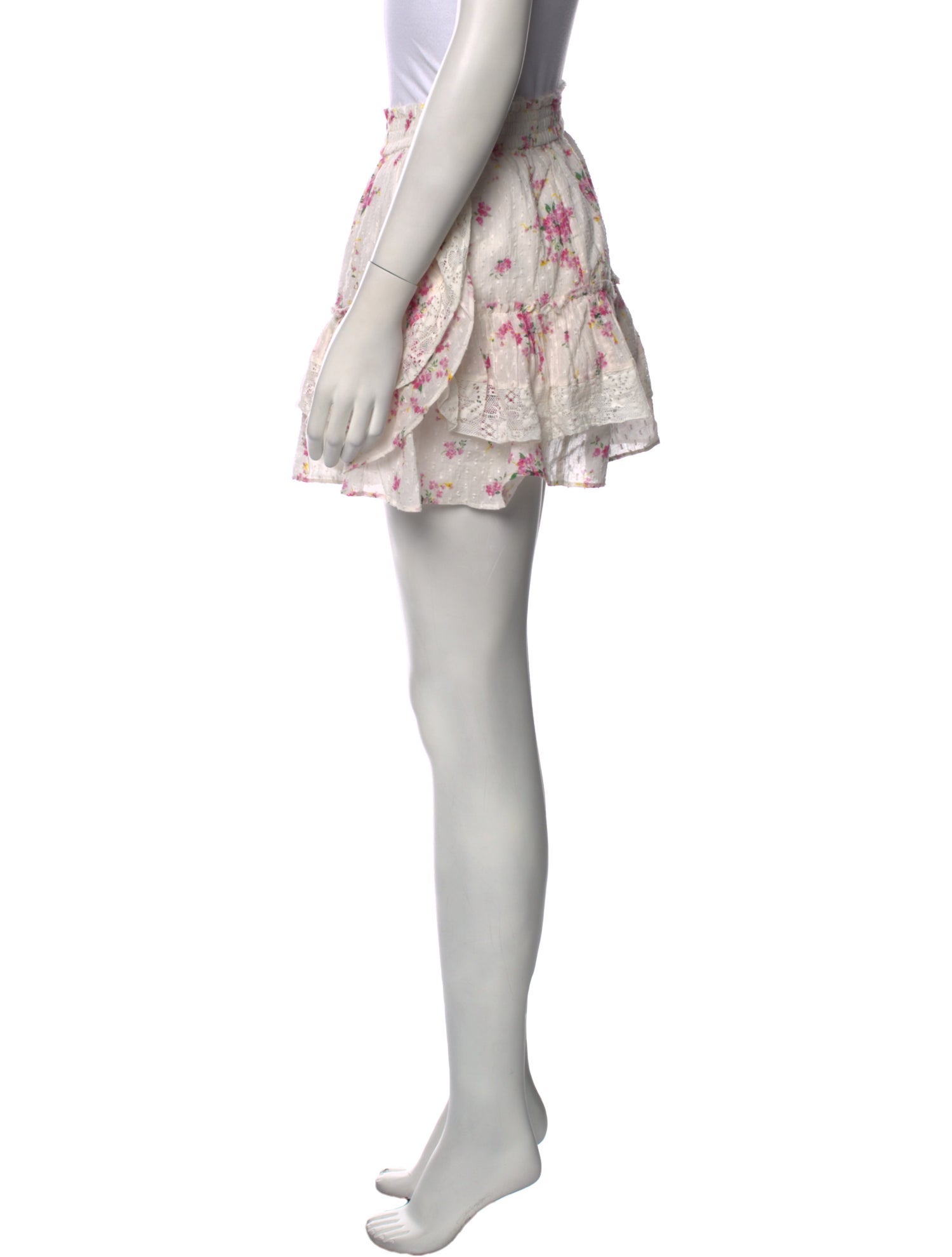 LoveShackFancy Floral Print Mini Skirt