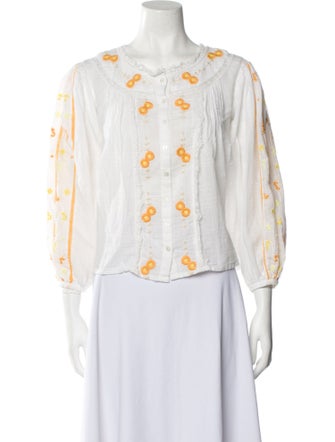 LoveShackFancy Printed Mock Neck Crop Top