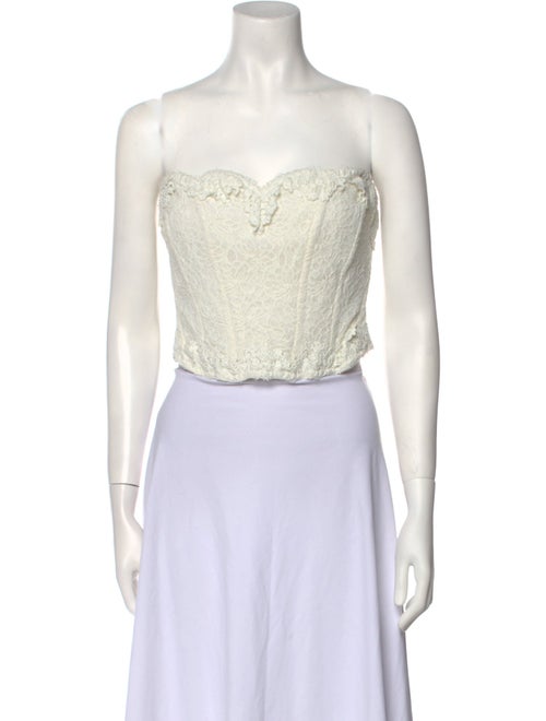 LoveShackFancy Lace Strapless Crop Top