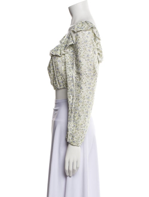 LoveShackFancy Floral Print Square Neckline Crop Top