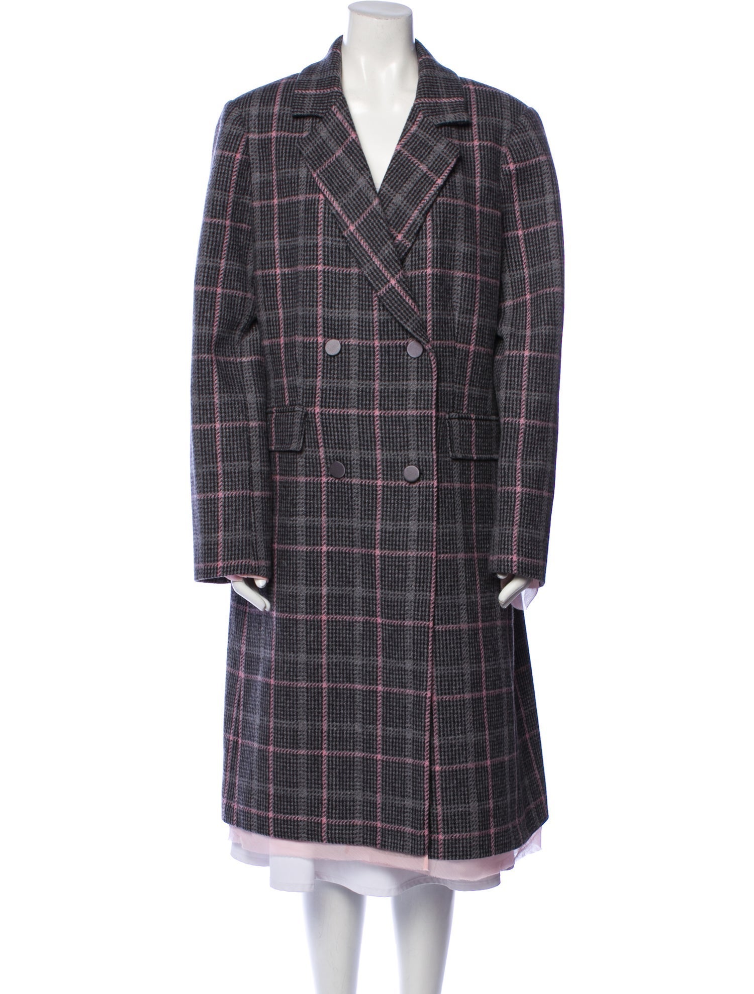 LoveShackFancy Virgin Wool Plaid Print Peacoat