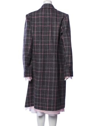 LoveShackFancy Virgin Wool Plaid Print Peacoat
