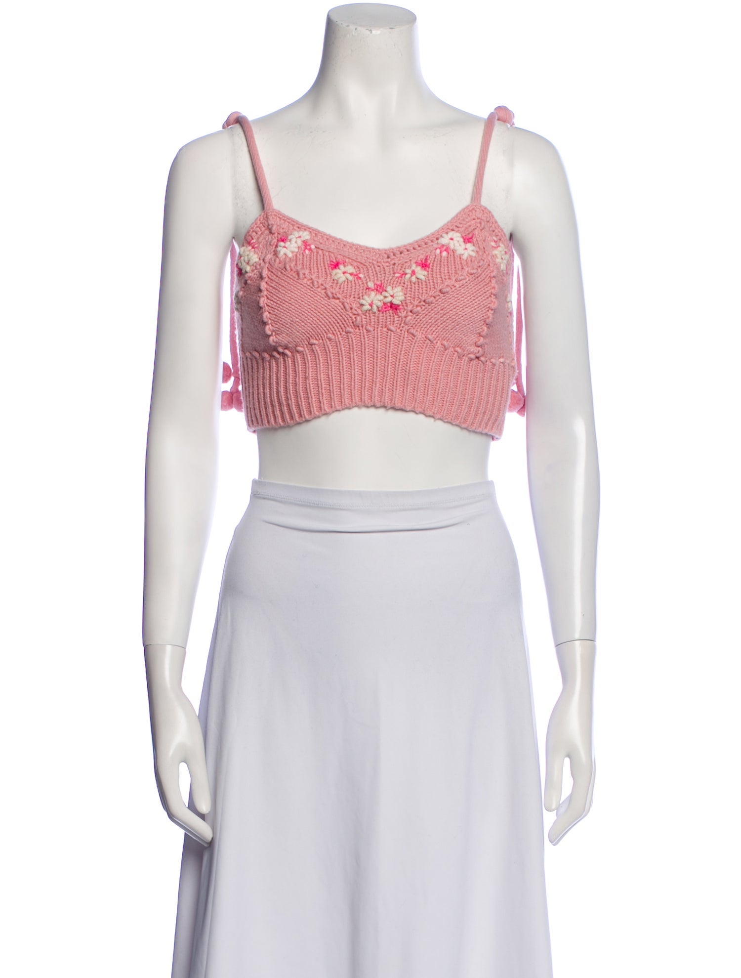 LoveShackFancy Square Neckline Sleeveless Crop Top