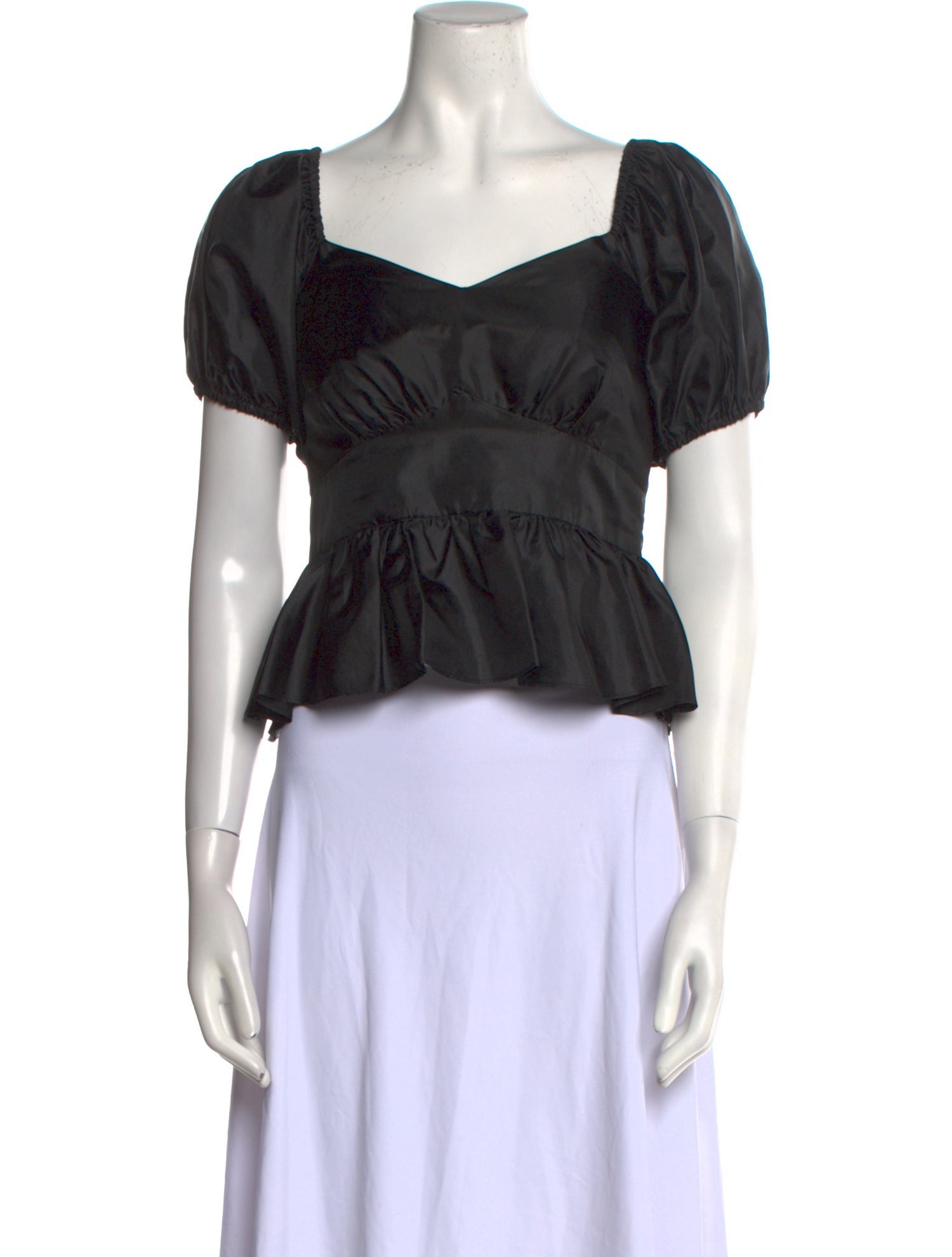 LoveShackFancy Square Neckline Short Sleeve Crop Top