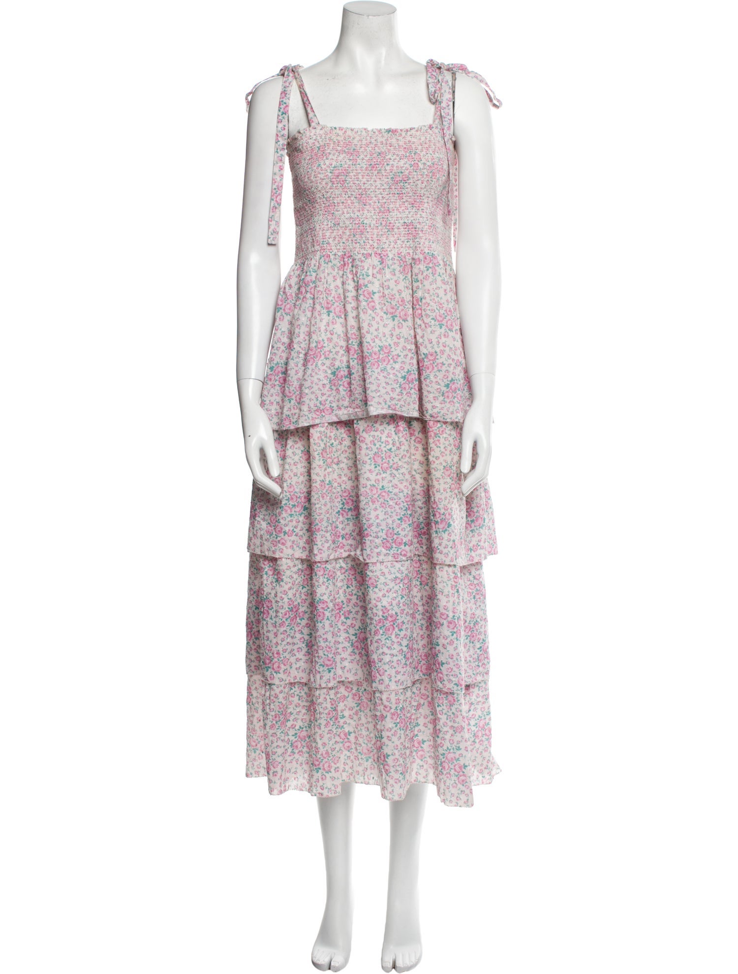 LoveShackFancy Floral Print Long Dress