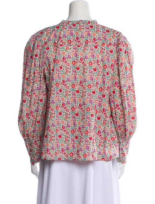 LoveShackFancy Floral Print Mock Neck Blouse