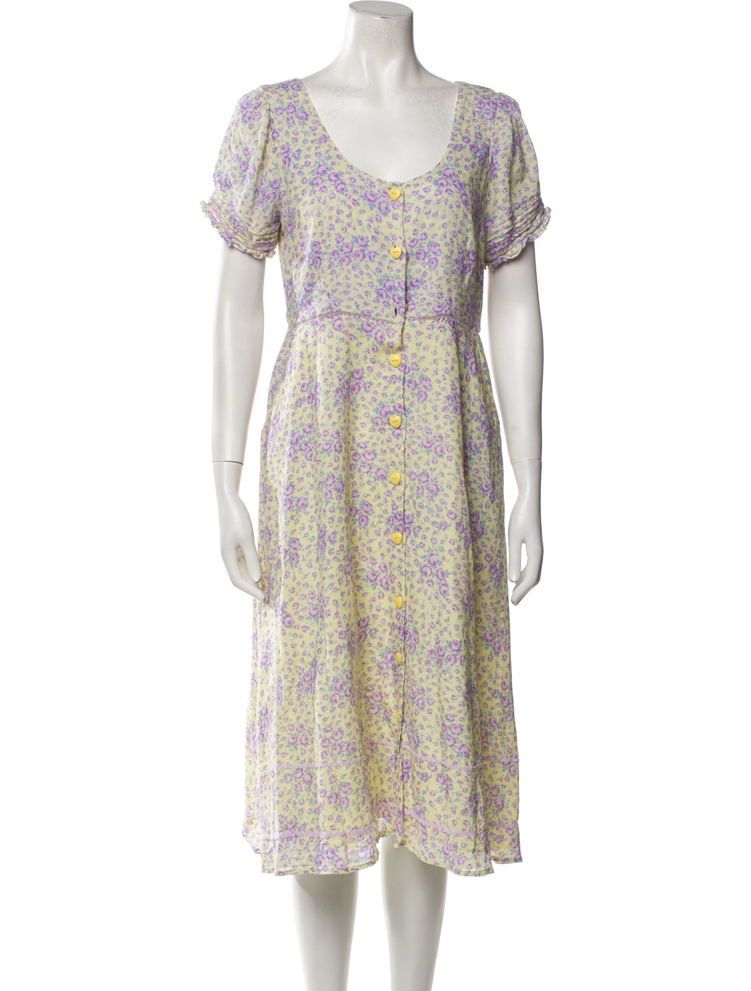 LoveShackFancy Floral Print Midi Length Dress